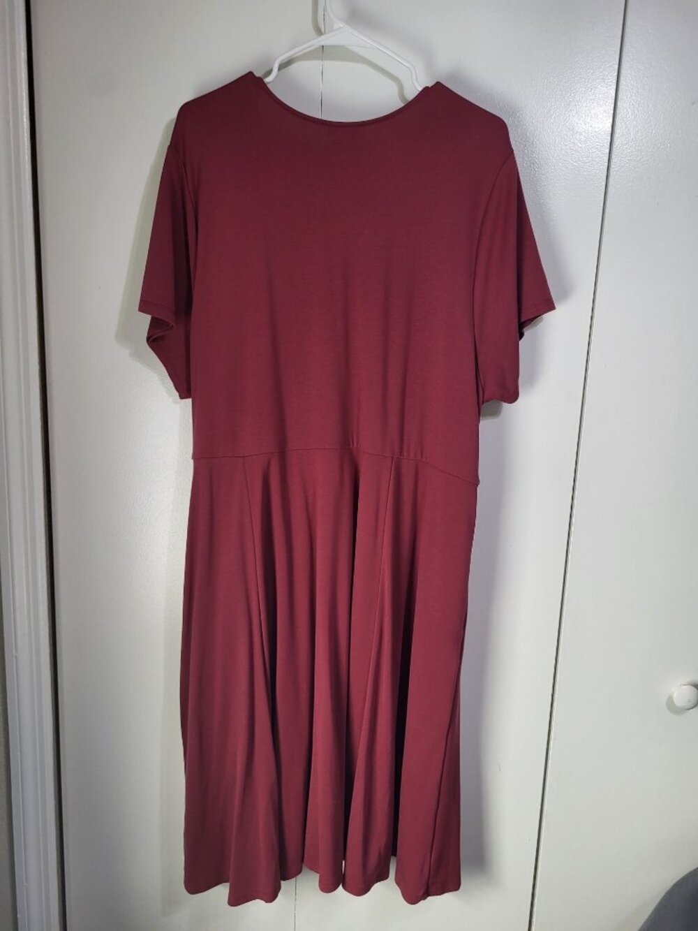 Torrid Dark Red Premium Ponte O-Ring Mini Wrap Dress Size 4X Short Sleeve Pocket - Picture 2 of 8